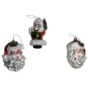 ˚₊‧꒰ა ☆ ໒꒱ ‧₊˚ JS Blown Glass Santa christmas ornament Fur Glitter toy Bag ❌